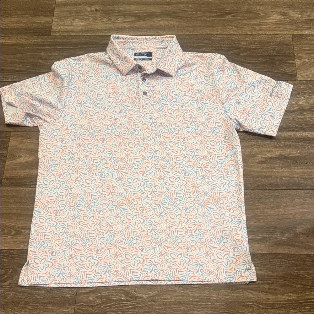 Hogan Men's Polo Shirt with Pink and Blue Floral Pattern